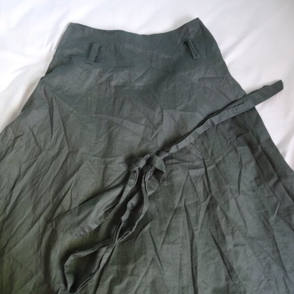 vintage H&M button army green size 4 skirt with belt - Picture 6 of 6